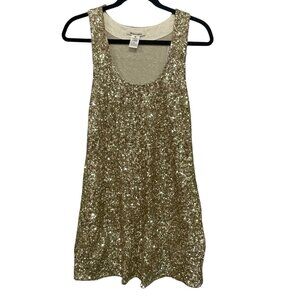 Alice & Olivia Gold Sequin Tank Top Dress Medium Cocktail‎ Nightclub Dance